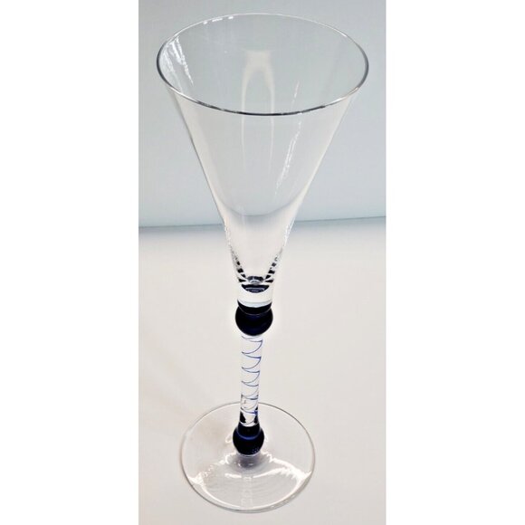 Martini & Rossi Asti Tall Crystal Champagne Glass Cobalt color stem - Picture 3 of 6